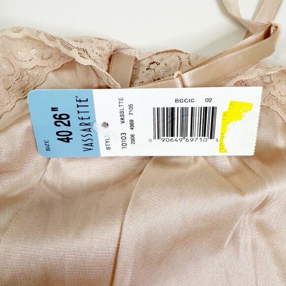 Vassarette Sz 40 Tan LACE Trim-NYLON FULL SLIP Adjustable Straps NWT - Picture 5 of 6